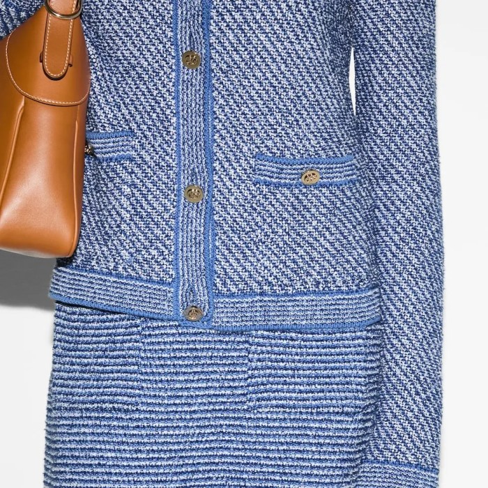 NIGO Gucci Women's Spring/Autumn Solid Color Striped Print Round Neck Single Button Long Sleeve Knitted Cardigan Jacket #nigo77432