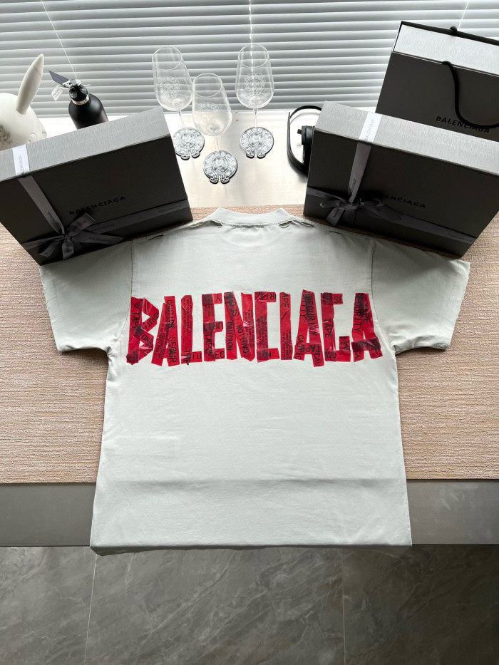 NIGO Balenciaga Men's Summer Solid Color Tape Letter Print Round Neck Cotton Short Sleeve T-Shirt #nigo77438