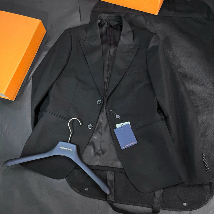 NIGO Louis Vuitton Men's Spring/Autumn Solid Colour Embroidered Hidden Pattern Printed V-Neck Single-Breasted Long-Sleeved Suit Jacket and Trousers Set Suit #nigo77442