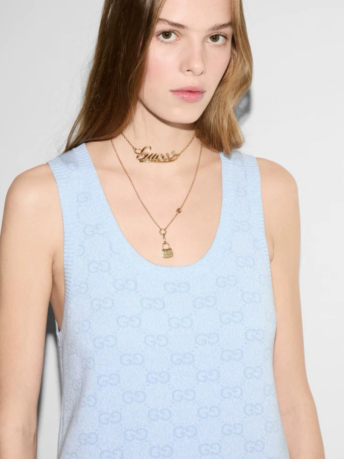 NIGO Gucci Women's Summer Logo Print Wool Round Neck Strapless Dress #nigo77429
