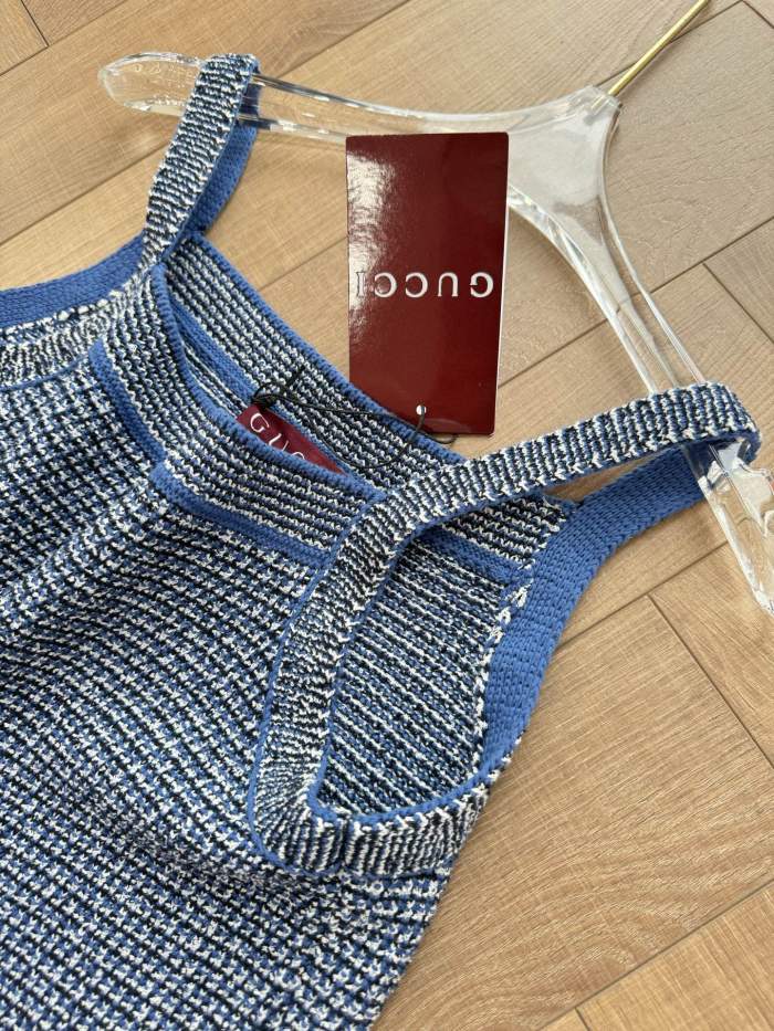 NIGO Gucci Women's Spring/Summer Solid Color Striped Print Strapless Short Dress #nigo77433