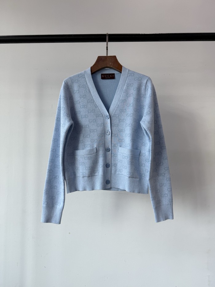 NIGO Gucci Women's Spring And Fall V-neck Single Breasted Drop Shoulder Long Sleeved Knit Cardigan Jacket #nigo77431