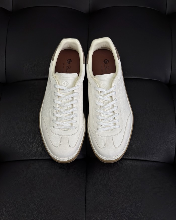 NIGO Loro Piana Tennis Walk Men's Solid Color Round Toe Lace-Up Calfskin Low-Top Training Shoes #nigo77437