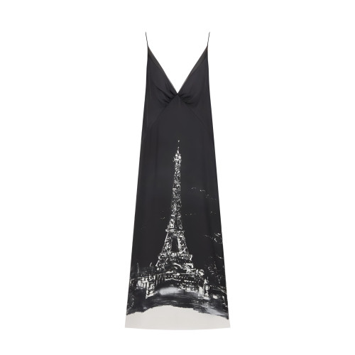 NIGO Dior Women's Summer Paris Eiffel Tower Pattern Printed V-Neck Strapless Dress #nigo77462