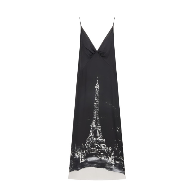 NIGO Dior Women's Summer Paris Eiffel Tower Pattern Printed V-Neck Strapless Dress #nigo77462