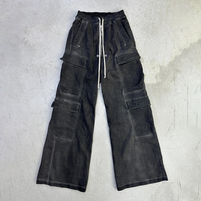 NIGO Rick Owens Men's Spring And Summer High Street Trend Gradient Pocket Denim Pants Retro Fashion Trend Loose Pants Ngvp #nigo1743