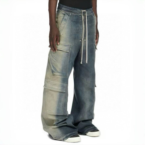 NIGO Rick Owens Men's Spring And Summer High Street Trend Gradient Pocket Denim Pants Retro Fashion Trend Loose Pants Ngvp #nigo1743