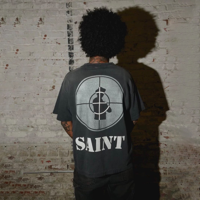 NIGO Saint Michael Men's Spring And Summer Tide American High Street Abstract Pattern Printing Washed Retro Old Loose Short-sleeved T-shirt Ngvp #nigo1744