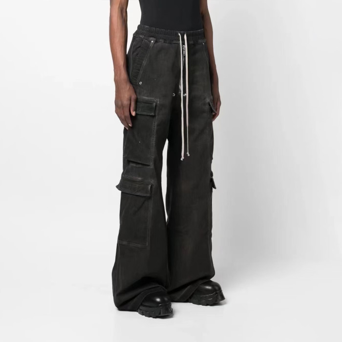 NIGO Rick Owens Men's Spring And Summer High Street Trend Gradient Pocket Denim Pants Retro Fashion Trend Loose Pants Ngvp #nigo1743