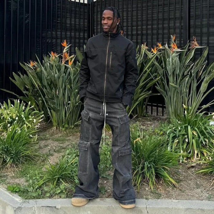 NIGO Rick Owens Men's Spring And Summer High Street Trend Gradient Pocket Denim Pants Retro Fashion Trend Loose Pants Ngvp #nigo1743