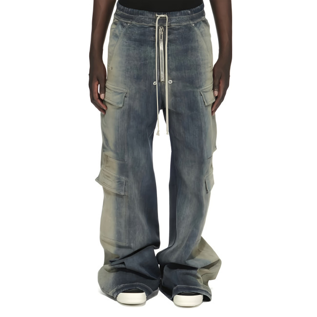 NIGO Rick Owens Men's Spring And Summer High Street Trend Gradient Pocket Denim Pants Retro Fashion Trend Loose Pants Ngvp #nigo1743