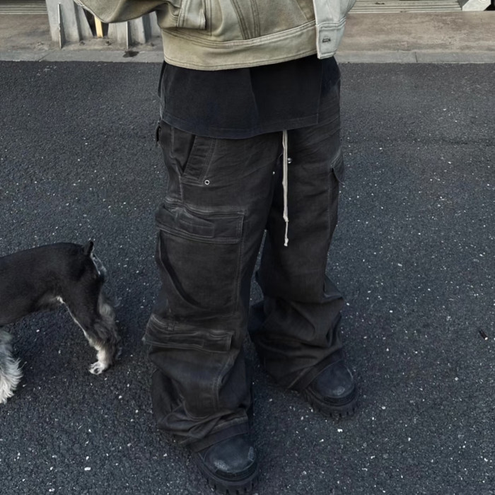NIGO Rick Owens Men's Spring And Summer High Street Trend Gradient Pocket Denim Pants Retro Fashion Trend Loose Pants Ngvp #nigo1743