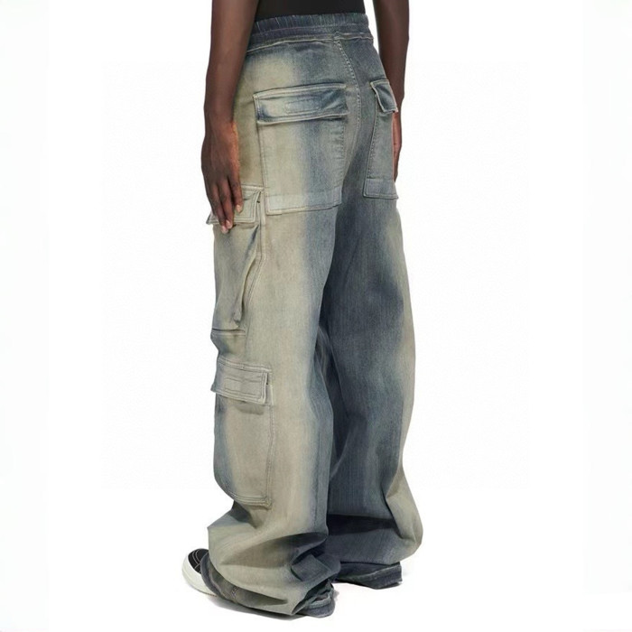 NIGO Rick Owens Men's Spring And Summer High Street Trend Gradient Pocket Denim Pants Retro Fashion Trend Loose Pants Ngvp #nigo1743