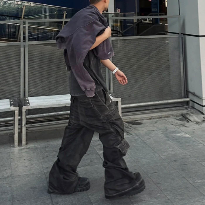 NIGO Rick Owens Men's Spring And Summer High Street Trend Gradient Pocket Denim Pants Retro Fashion Trend Loose Pants Ngvp #nigo1743