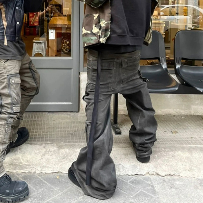 NIGO Rick Owens Men's Spring And Summer High Street Trend Gradient Pocket Denim Pants Retro Fashion Trend Loose Pants Ngvp #nigo1743