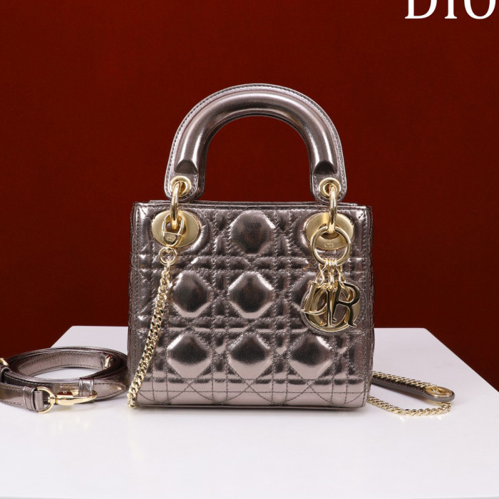 NIGO Dior Lady Women's Solid Color Metal Pendant Removable Chain Shoulder Strap Wicker Pattern Sheepskin Leather Single Shoulder Crossbody Handbag Bag Bags #nigo77461