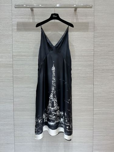 NIGO Dior Women's Summer Paris Eiffel Tower Pattern Printed V-Neck Strapless Dress #nigo77462