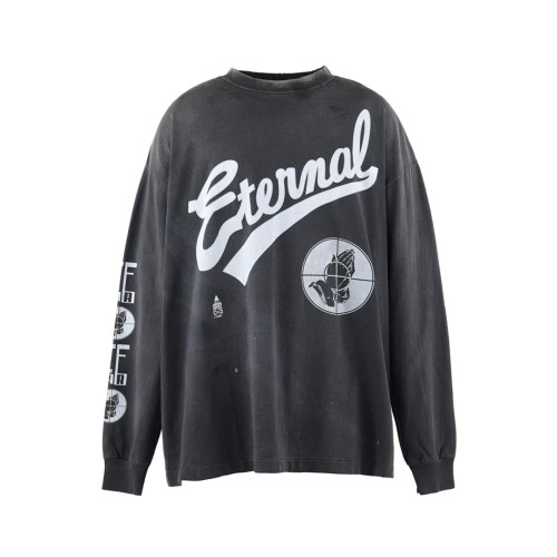NIGO Saint Michael x Fear Of God Men's Letter Print Spring And Fall Washed And Old Solid Color Cotton Stand-Up Collar Long Sleeve T-Shirt Ngvp #nigo1834