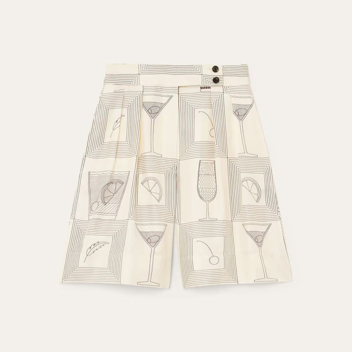 NIGO Loro Piana Women's Spring Summer Autumn Rafael Silk Printed Drawstring Parker Hooded Jacket Casual Dorin Striped Bermuda Shorts Ngvp #nigo1839
