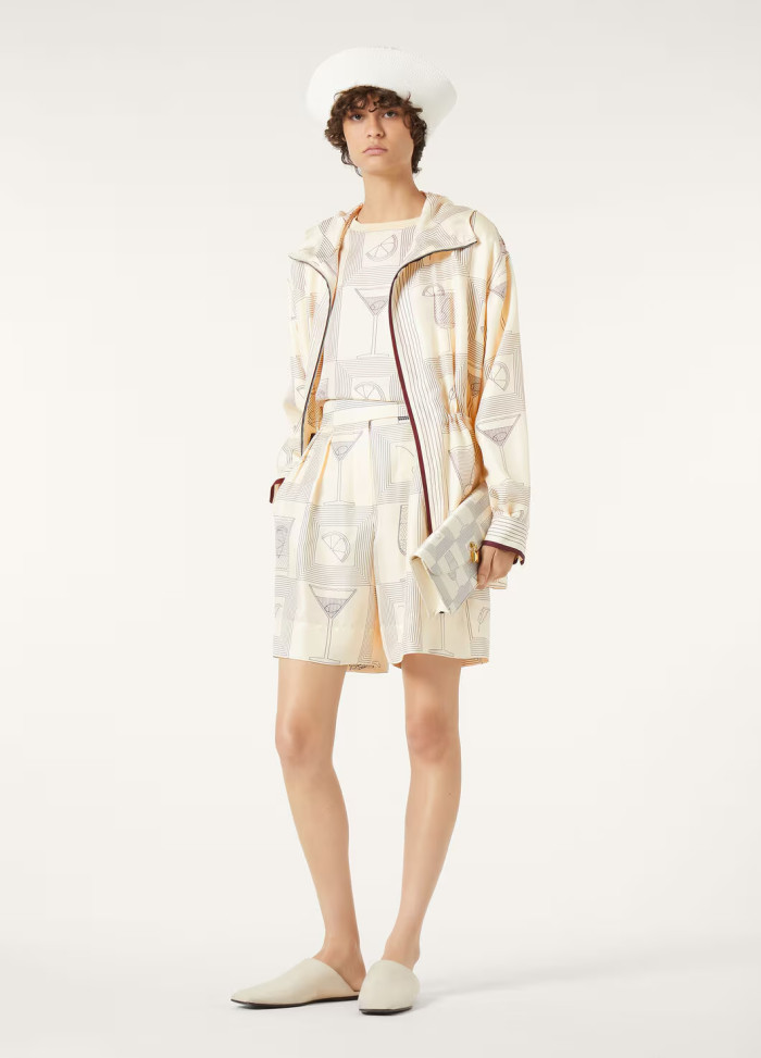 NIGO Loro Piana Women's Spring Summer Autumn Rafael Silk Printed Drawstring Parker Hooded Jacket Casual Dorin Striped Bermuda Shorts Ngvp #nigo1839