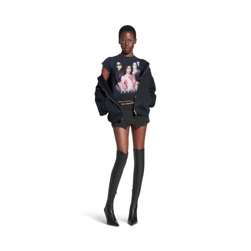 NIGO Balenciaga Women's Summer Kim K Shrunk Round Neck Knit Solid Color Cotton Slim T-Shirt #nigo81333