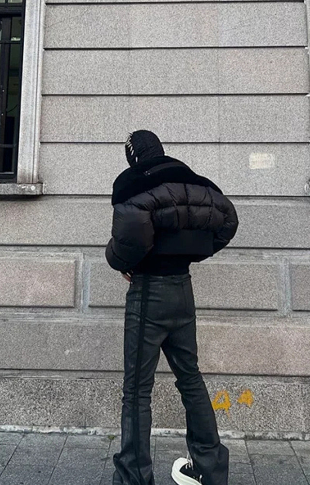 NIGO Rick Owens Men's Dark Style Short Splicing Puffer Down Jacket Autumn And Winter Solid Color Zipper Collarless Jacket #nigo81336
