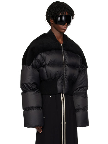 NIGO Rick Owens Men's Dark Style Short Splicing Puffer Down Jacket Autumn And Winter Solid Color Zipper Collarless Jacket #nigo81336