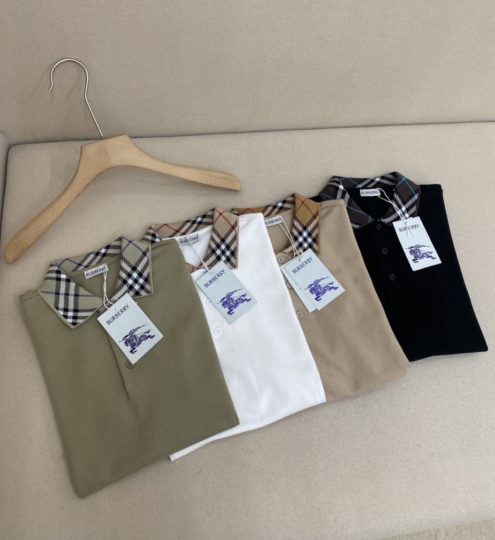 NIGO Burberry Men's Summer Check Printed Polo Neck Solid Color Short Sleeve T-Shirt #nigo77499