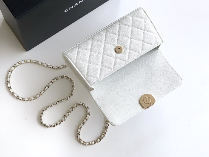 NIGO Chanel Women's Solid Color Diamond Pattern Chain Shoulder Strap Grain Embossed Leather Flap Bag Single Shoulder Handbag Crossbody Bags #nigo77513