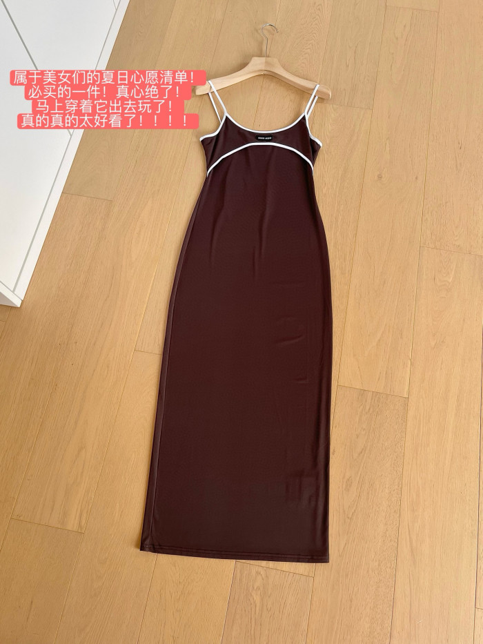 NIGO MiuMiu Women's Summer Solid Color Cotton Slim-fit Stretch Tank Dress #nigo77478