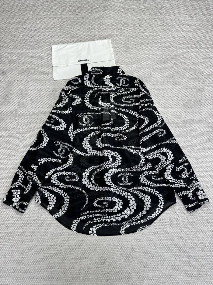 NIGO Chanel Women's Spring/Summer Solid Color Lightweight Cotton Printed Single-Breasted Long-Sleeved Shirt #nigo77486
