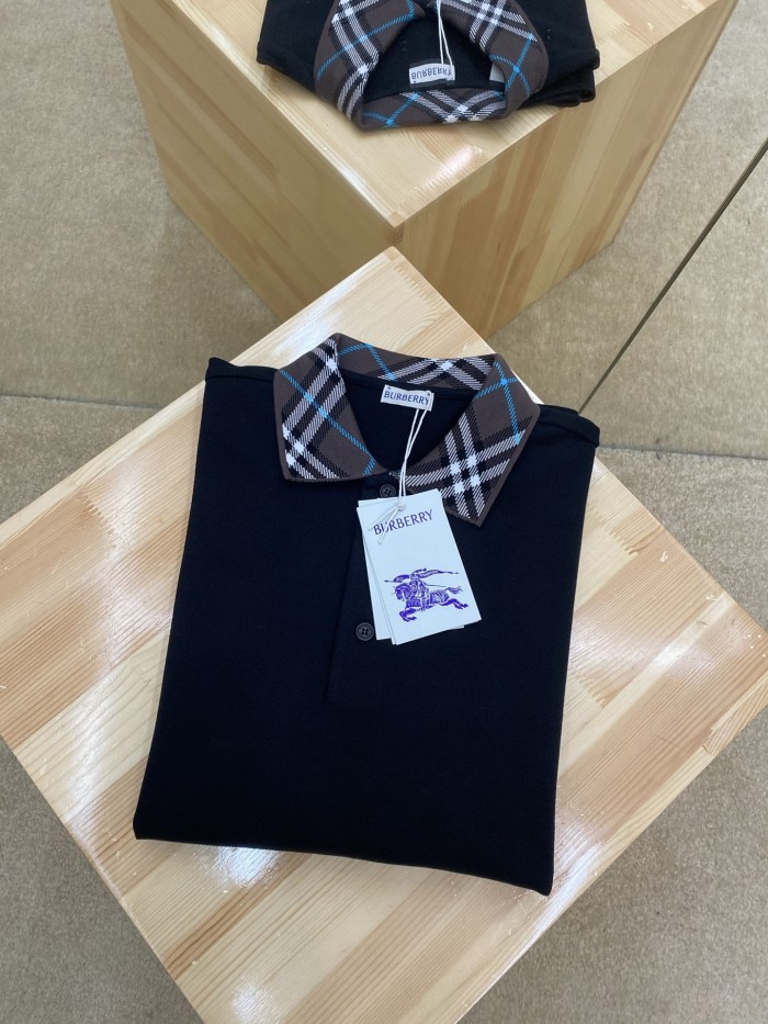 NIGO Burberry Men's Summer Check Printed Polo Neck Solid Color Short Sleeve T-Shirt #nigo77499