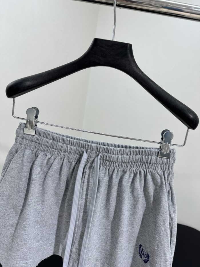 NIGO Balenciaga Men's And Women's Summer Solid Color Embroidered Logo Print Elastic Waist Drawstring Cotton Casual Shorts #nigo77488