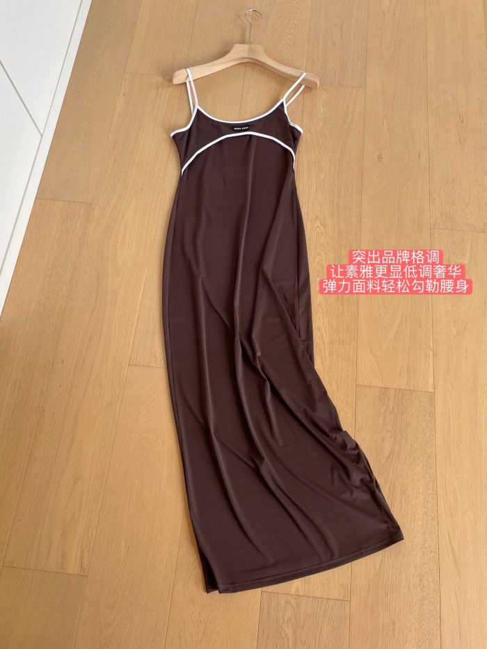 NIGO MiuMiu Women's Summer Solid Color Cotton Slim-fit Stretch Tank Dress #nigo77478
