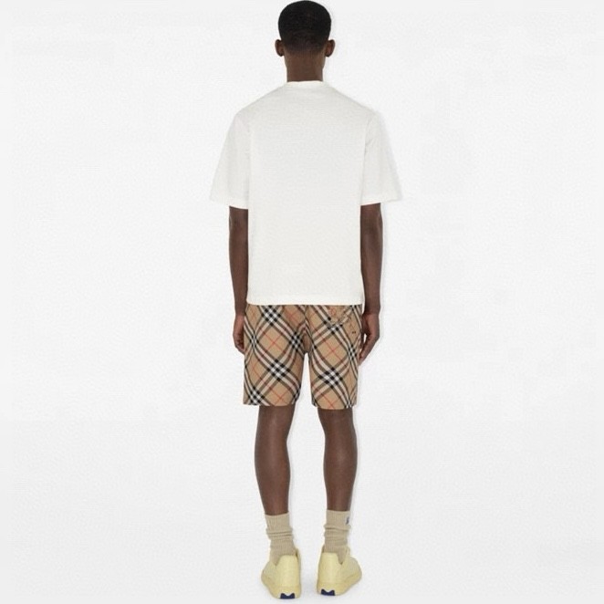 NIGO Burberry Men's Summer Checkered Print Drawstring Embroidered Knight Pattern Pocket Casual Shorts #nigo77511