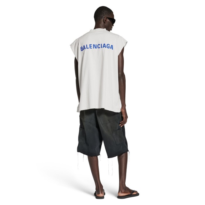 NIGO Balenciaga Men's Summer Solid Color Embroidered Letter Print Cotton Crew Neck Sleeveless Top T-Shirt #nigo77489