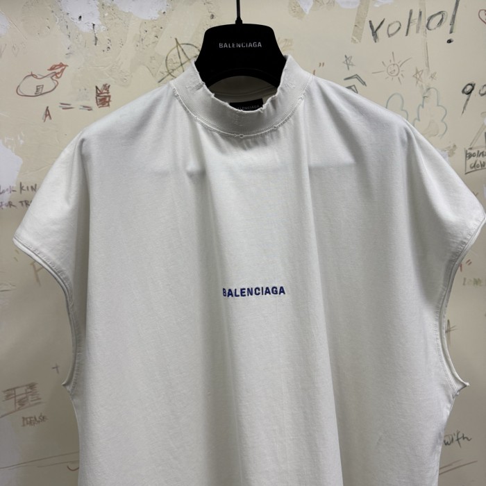 NIGO Balenciaga Men's Summer Solid Color Embroidered Letter Print Cotton Crew Neck Sleeveless Top T-Shirt #nigo77489
