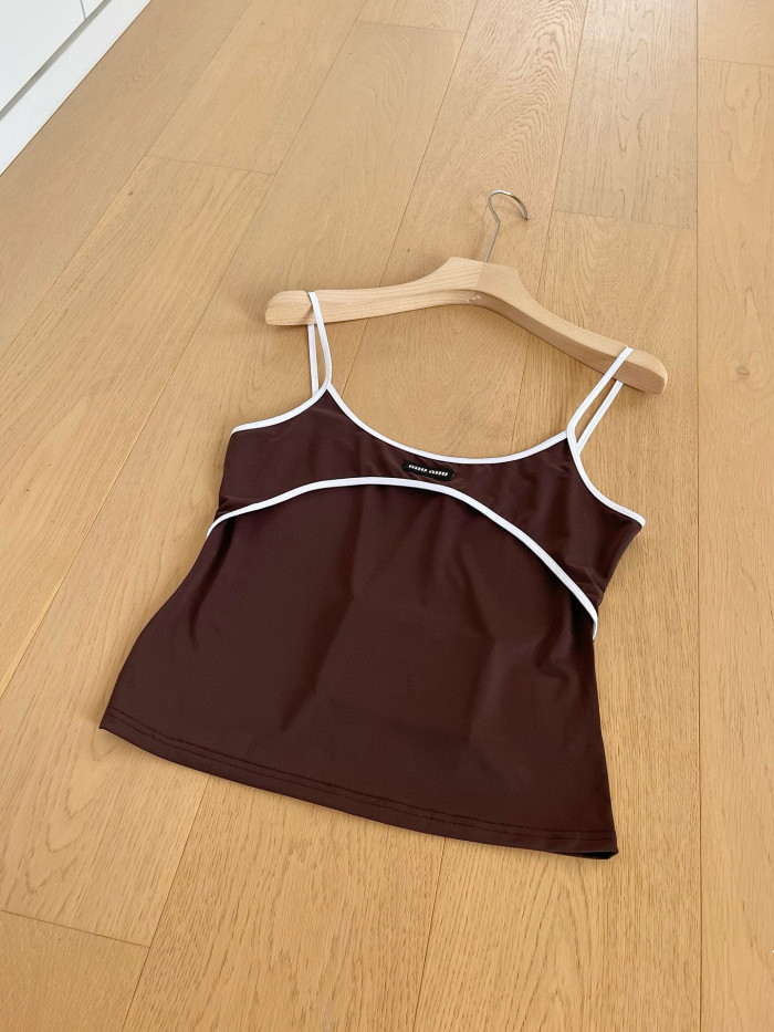NIGO MiuMiu Women's Summer Solid Color Cotton Slim Fit Stretch Tank Top #nigo77477