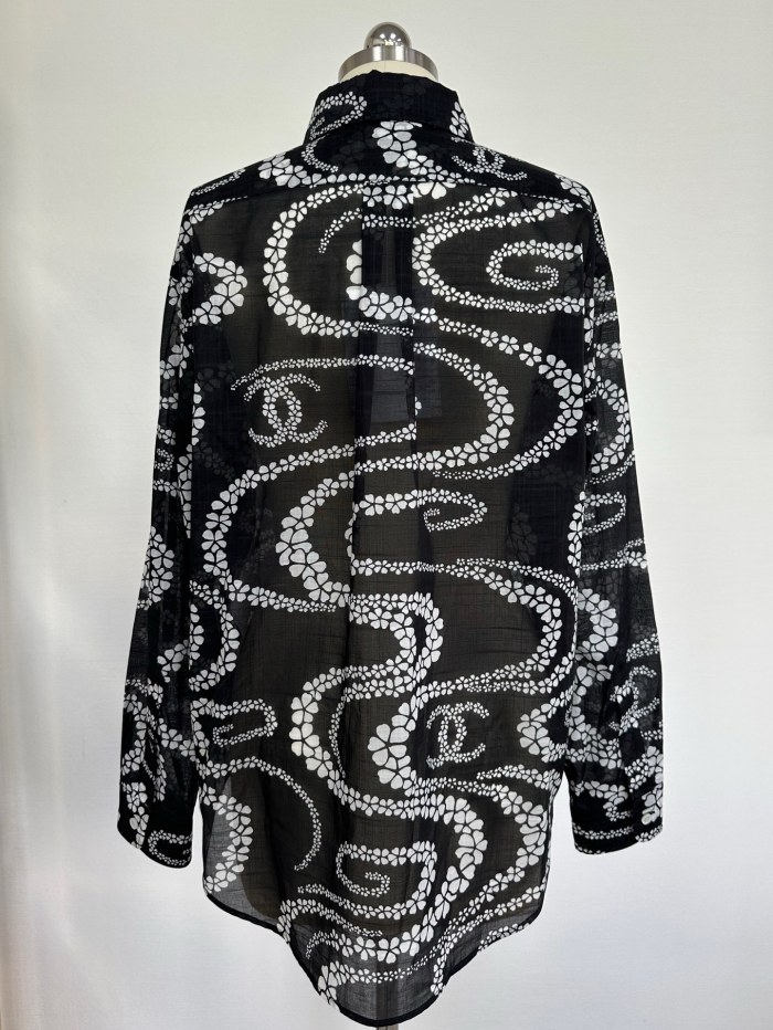 NIGO Chanel Women's Spring/Summer Solid Color Lightweight Cotton Printed Single-Breasted Long-Sleeved Shirt #nigo77486