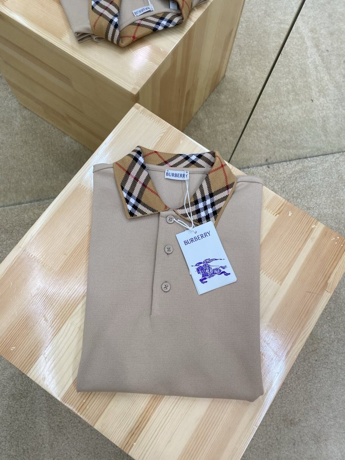 NIGO Burberry Men's Summer Check Printed Polo Neck Solid Color Short Sleeve T-Shirt #nigo77499