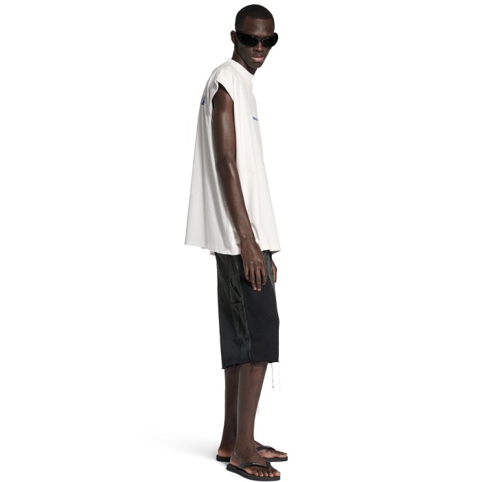NIGO Balenciaga Men's Summer Solid Color Embroidered Letter Print Cotton Crew Neck Sleeveless Top T-Shirt #nigo77489