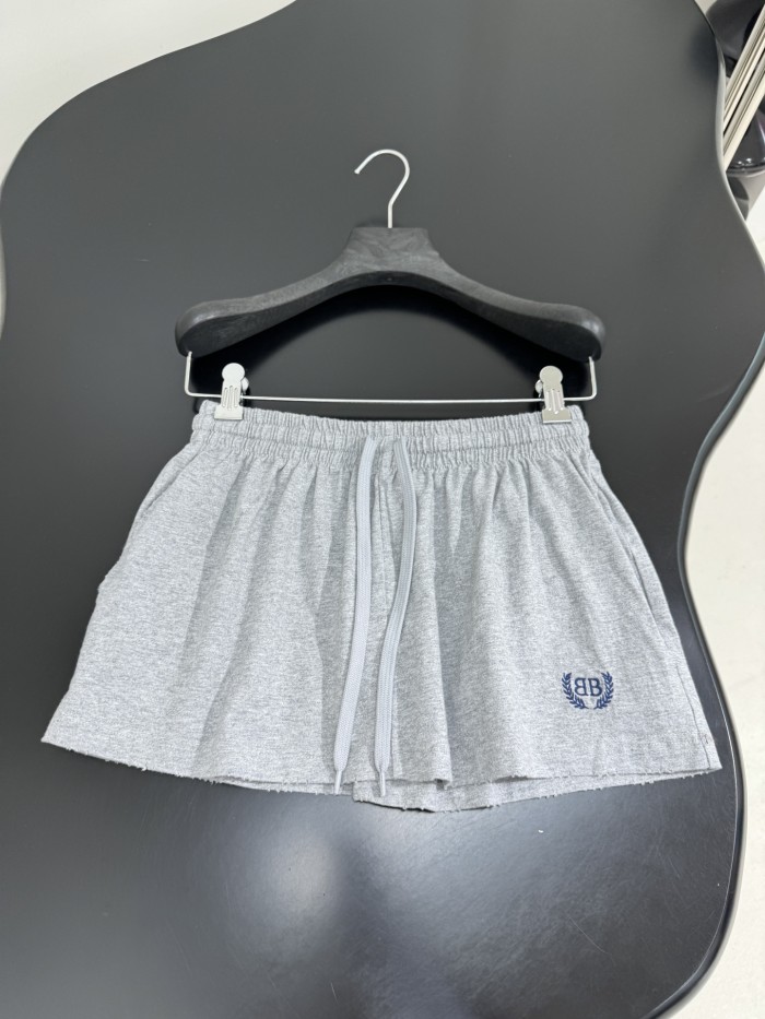 NIGO Balenciaga Men's And Women's Summer Solid Color Embroidered Logo Print Elastic Waist Drawstring Cotton Casual Shorts #nigo77488