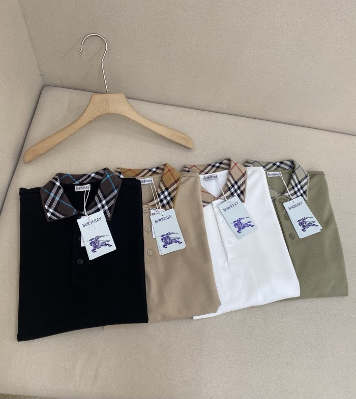NIGO Burberry Men's Summer Check Printed Polo Neck Solid Color Short Sleeve T-Shirt #nigo77499