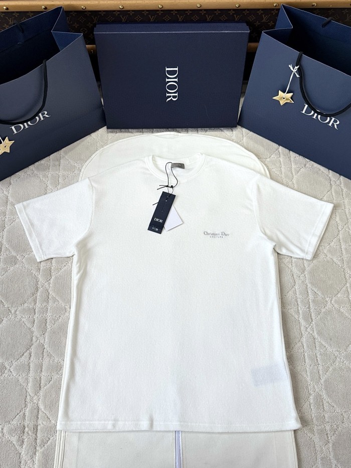 NIGO Dior Men's Summer Solid Color Embroidered Letter Print Cotton Terry Short Sleeve T-Shirt #nigo77482