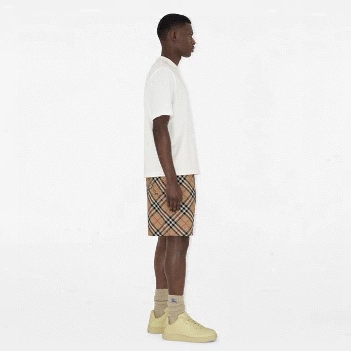 NIGO Burberry Men's Summer Checkered Print Drawstring Embroidered Knight Pattern Pocket Casual Shorts #nigo77511