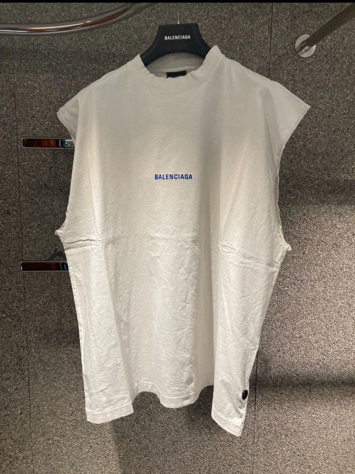 NIGO Balenciaga Men's Summer Solid Color Embroidered Letter Print Cotton Crew Neck Sleeveless Top T-Shirt #nigo77489