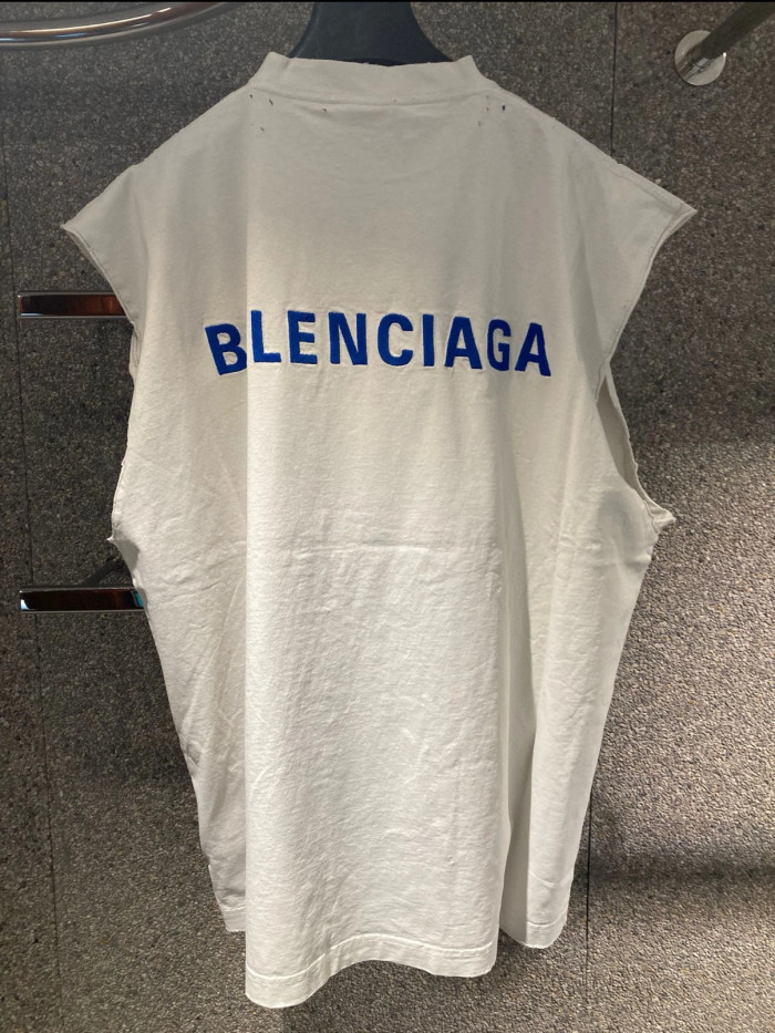 NIGO Balenciaga Men's Summer Solid Color Embroidered Letter Print Cotton Crew Neck Sleeveless Top T-Shirt #nigo77489