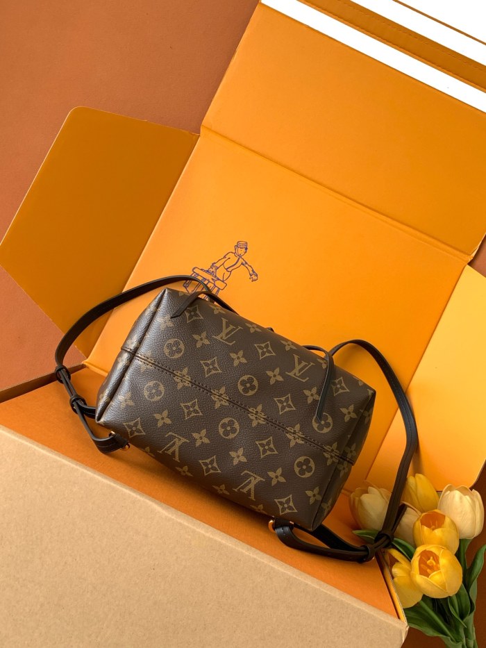 NIGO Louis Vuitton Montsouris Women's Brown Letter Print Canvas and Leather Backpack Bag Bags #nigo77524