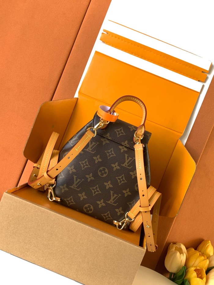 NIGO Louis Vuitton Montsouris Mini Women's Brown Letter Print Canvas and Leather Backpack Bag Bags #nigo77525