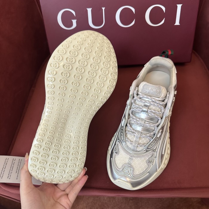 NIGO Gucci cub3d Men's And Women's Solid Color Round Toe Lace-up Mesh Fabric Thick Sole Sneakers Shoes #nigo77529